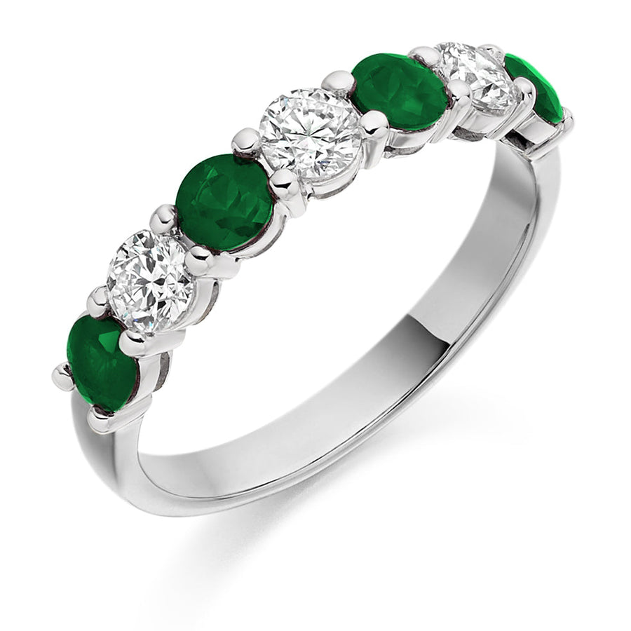 Emerald & Diamond Half Eternity Ring, 0.46ct