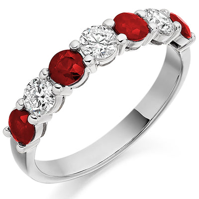 Ruby & Diamond Half Eternity Ring, 0.46ct
