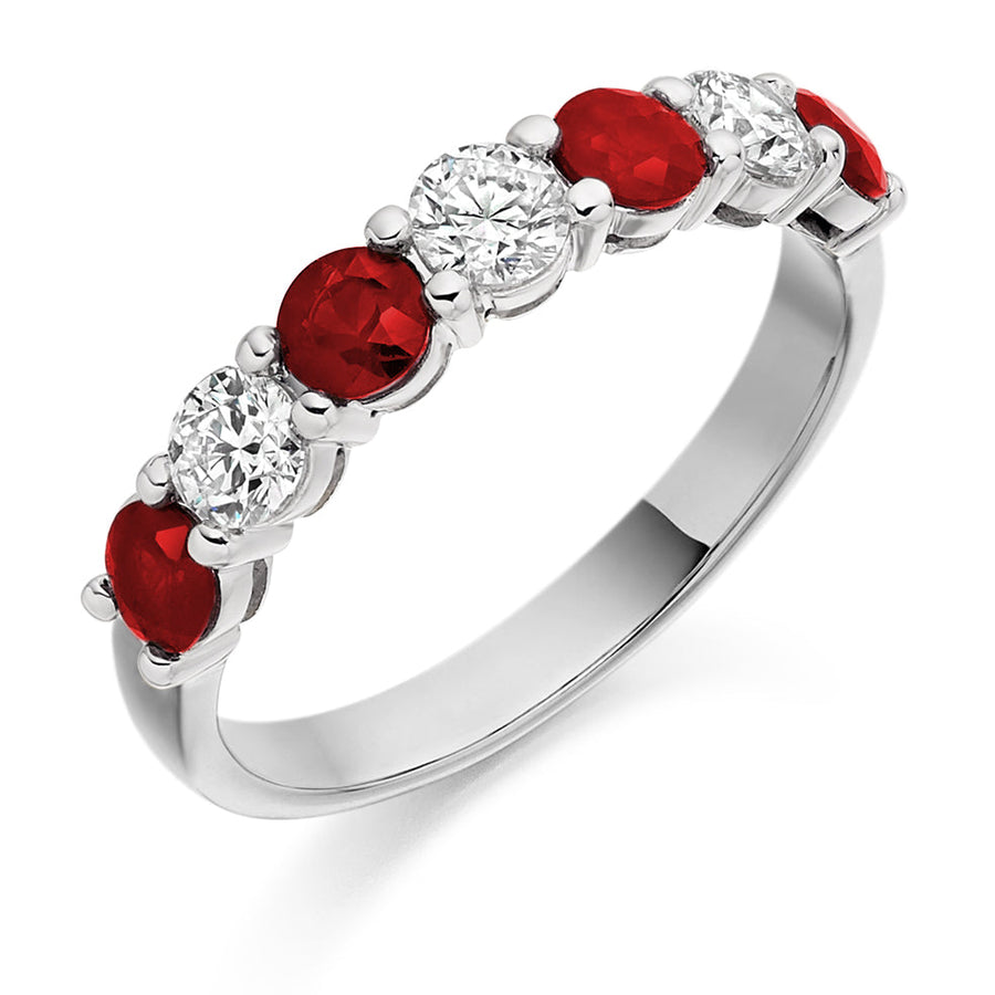 Ruby & Diamond Half Eternity Ring, 0.46ct