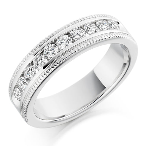Milgrain Channel-Set Half Eternity Ring, 0.5ct total