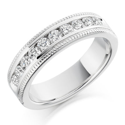 Milgrain Channel-Set Half Eternity Ring, 0.5ct total