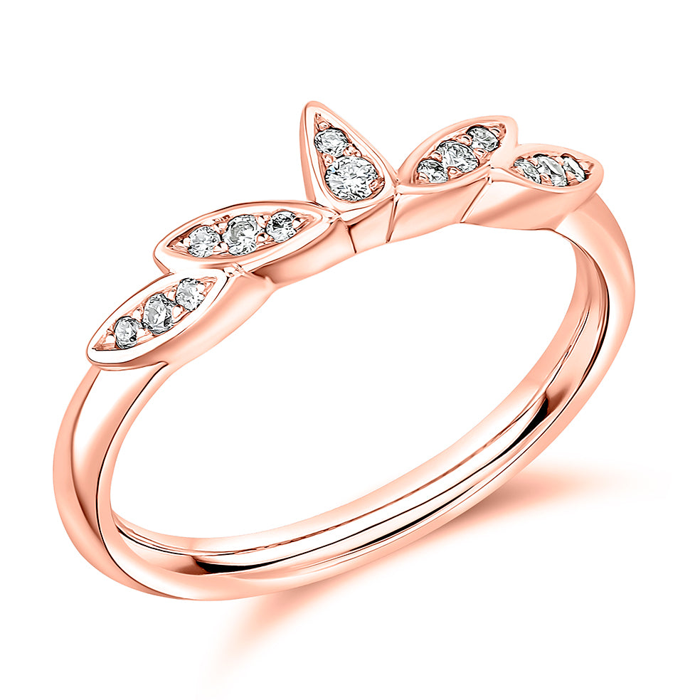 Shaped Grain-Set Half Eternity Ring, 0.12ct total (HET15000) in Rose Gold