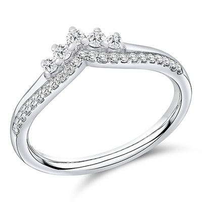 Curved Claw-Set Diamond Half Eternity Ring, 0.25ct