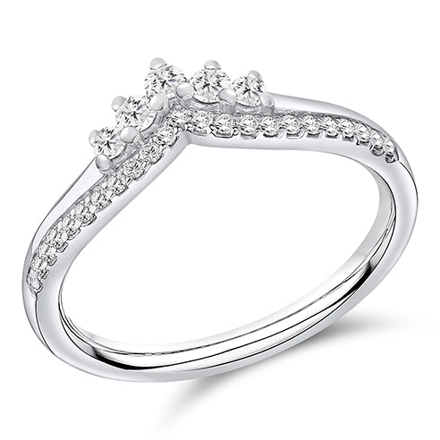 Curved Claw-Set Diamond Half Eternity Ring, 0.25ct