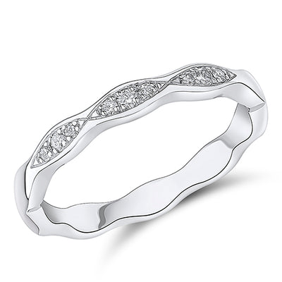 Curved Grain-Set Diamond Half Eternity Ring, 0.1ct