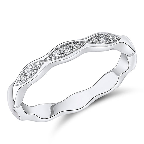 Curved Grain-Set Diamond Half Eternity Ring, 0.1ct