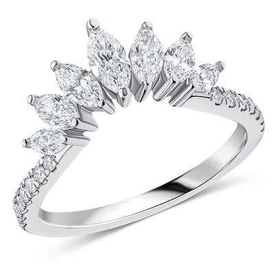 Curved Claw-Set Diamond Half Eternity Ring, 1.0ct
