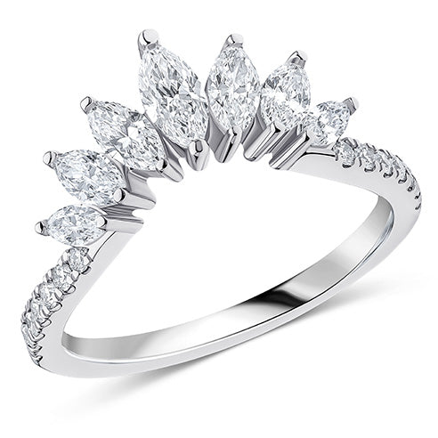 Curved Claw-Set Diamond Half Eternity Ring, 1.0ct