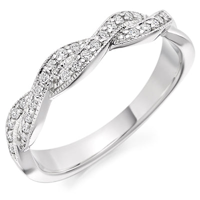 Shaped Milgrain Grain-Set Half Eternity Ring, 0.22ct total