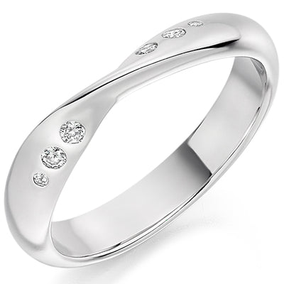 Shaped Rubover Half Eternity Ring, 0.09ct total