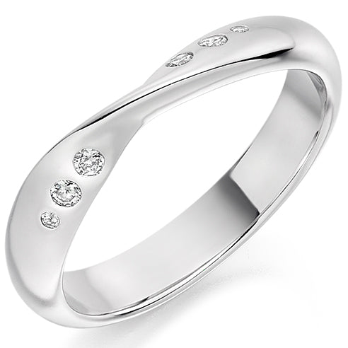 Shaped Rubover Half Eternity Ring, 0.09ct total