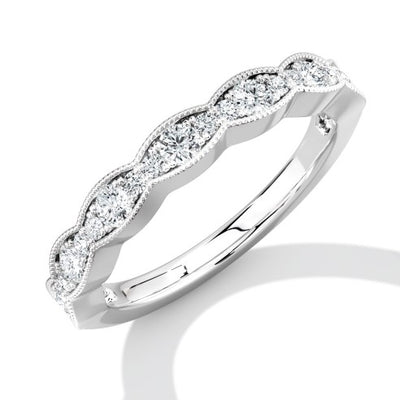 Milgrain Grain-Set Half Eternity Ring, 0.35ct total