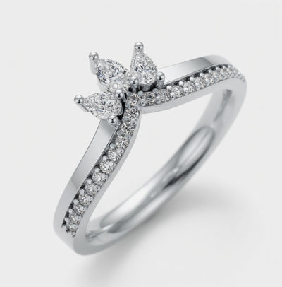 Shaped Micro-Claw Half Eternity Ring, 0.35ct total (HET18365)