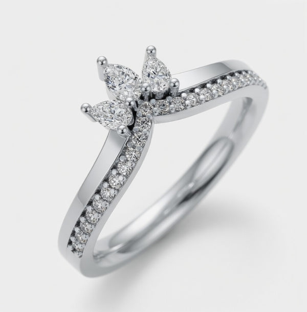 Shaped Micro-Claw Half Eternity Ring, 0.35ct total (HET18365)