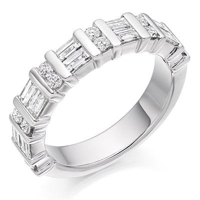 Bar-Set Half Eternity Ring, 1.0ct total (HET2042)