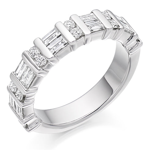 Bar-Set Half Eternity Ring, 1.0ct total (HET2042)
