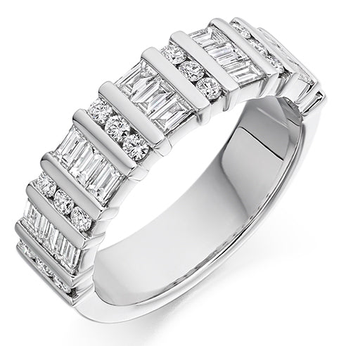 Bar-Set Half Eternity Ring, 1.25ct total