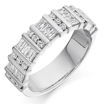 Bar-Set Half Eternity Ring, 1.25ct total