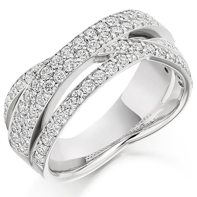 Shaped Grain-Set Half Eternity Ring, 1.15ct total