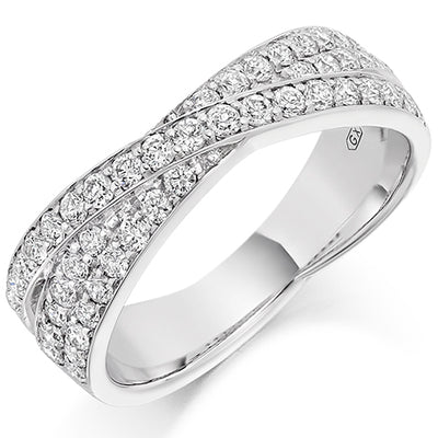 Shaped Grain-Set Half Eternity Ring, 0.7ct total