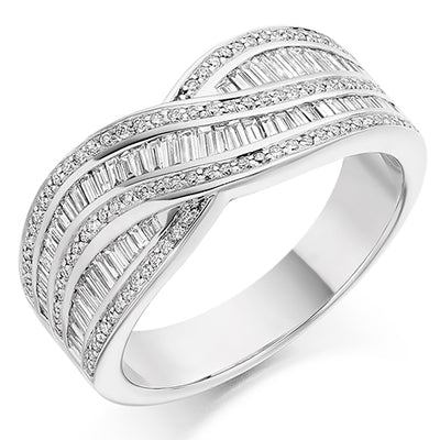 Shaped Channel-Set Half Eternity Ring, 0.8ct total
