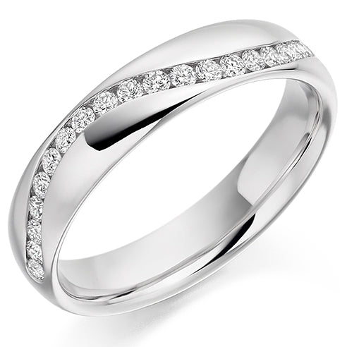 Offset Channel-Set Half Eternity Ring, 0.3ct total