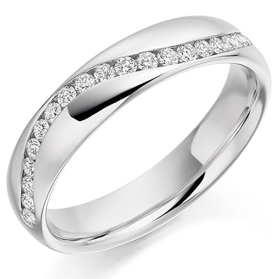 Offset Channel-Set Half Eternity Ring, 0.3ct total