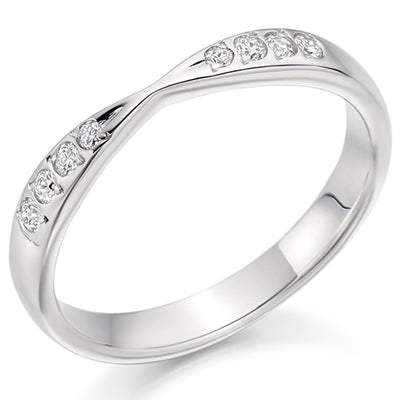 Shaped Grain-Set Half Eternity Ring, 0.15ct total