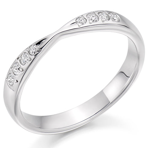Shaped Grain-Set Half Eternity Ring, 0.15ct total