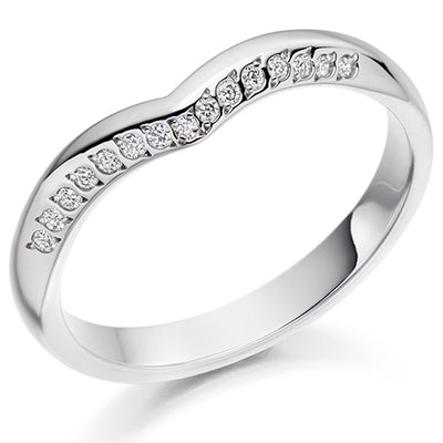 Shaped Grain-Set Half Eternity Ring, 0.08ct total