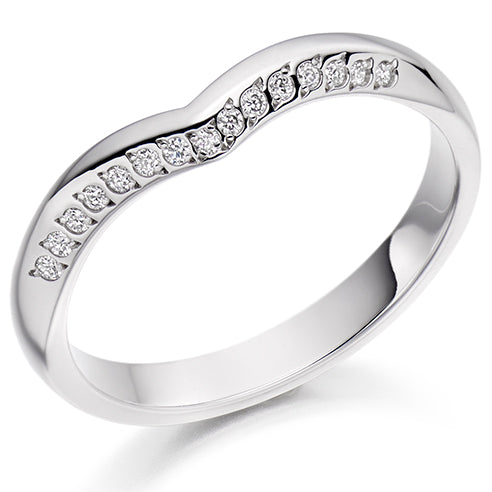 Shaped Grain-Set Half Eternity Ring, 0.08ct total