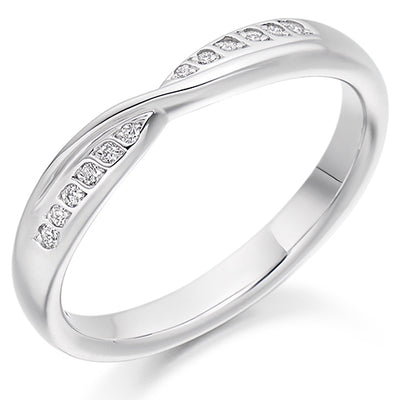 Shaped Grain-Set Half Eternity Ring, 0.07ct total
