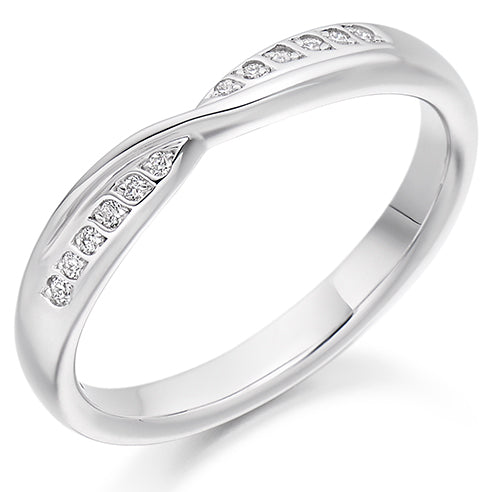 Shaped Grain-Set Half Eternity Ring, 0.07ct total