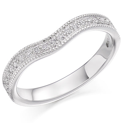 Shaped Milgrain Grain-Set Half Eternity Ring, 0.18ct total