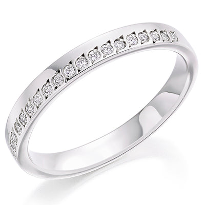 Offset Grain-Set Half Eternity Ring, 0.15ct total
