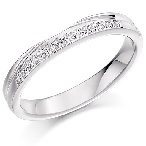 Shaped Grain-Set Half Eternity Ring, 0.11ct total