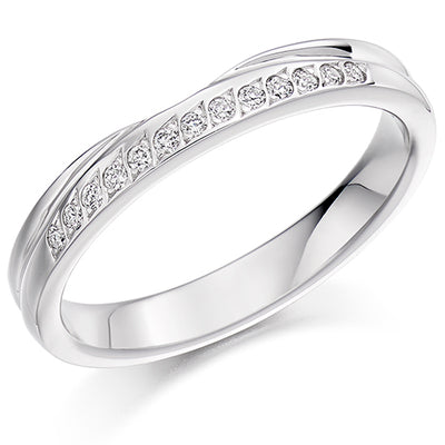 Shaped Grain-Set Half Eternity Ring, 0.11ct total