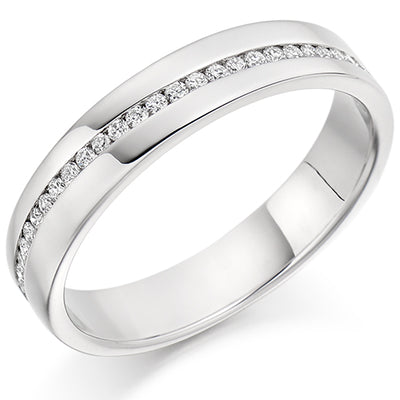 Offset Channel-Set Half Eternity Ring, 0.16ct total