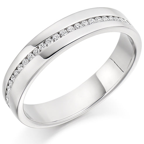 Offset Channel-Set Half Eternity Ring, 0.16ct total