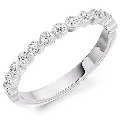 Milgrain Rubover Half Eternity Ring, 0.25ct total