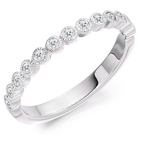 Milgrain Rubover Half Eternity Ring, 0.25ct total
