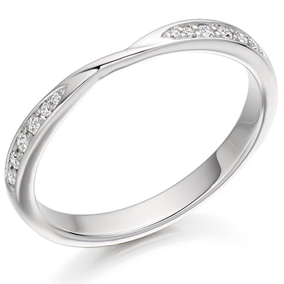 Shaped Grain-Set Half Eternity Ring, 0.12ct total