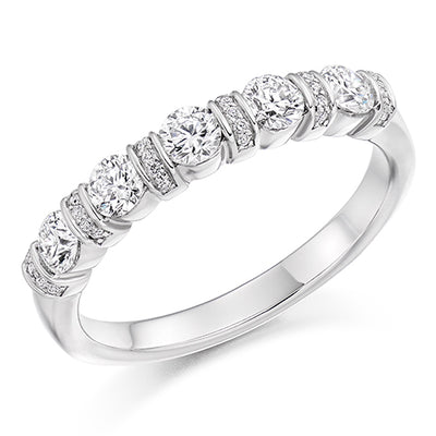 Bar-Set Half Eternity Ring, 0.6ct total