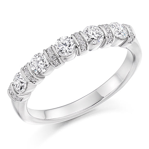 Bar-Set Half Eternity Ring, 0.6ct total