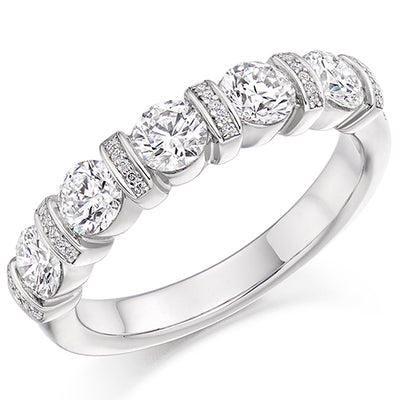 Bar-Set Half Eternity Ring, 1.2ct total