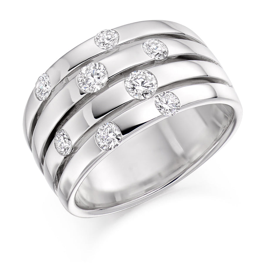 Flush-Set Half Eternity Ring, 0.65ct total