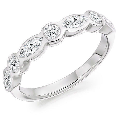 Rubover Half Eternity Ring, 0.8ct total