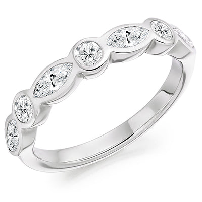 Rubover Half Eternity Ring, 0.8ct total