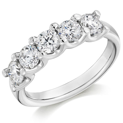 Claw-Set Diamond Half Eternity Ring, 1.5ct