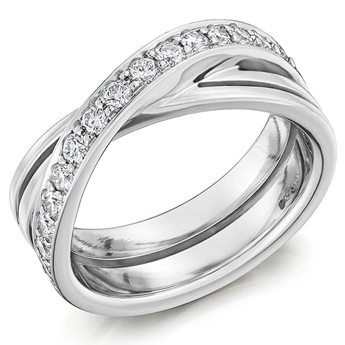 Shaped Grain-Set Half Eternity Ring, 0.6ct total